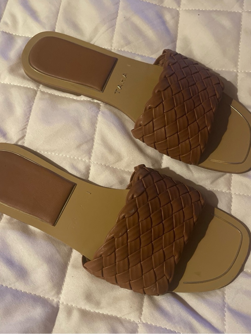 Braided Slide Sandals in Brown - Women